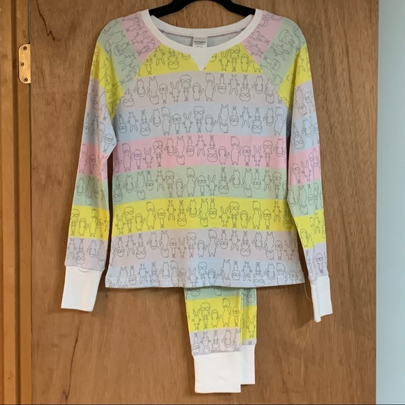NWOT! BOB’S BURGERS Striped Thermal PAJAMAS SLEEP SET!BRAND NEW Lost tag @ store - Picture 5 of 14